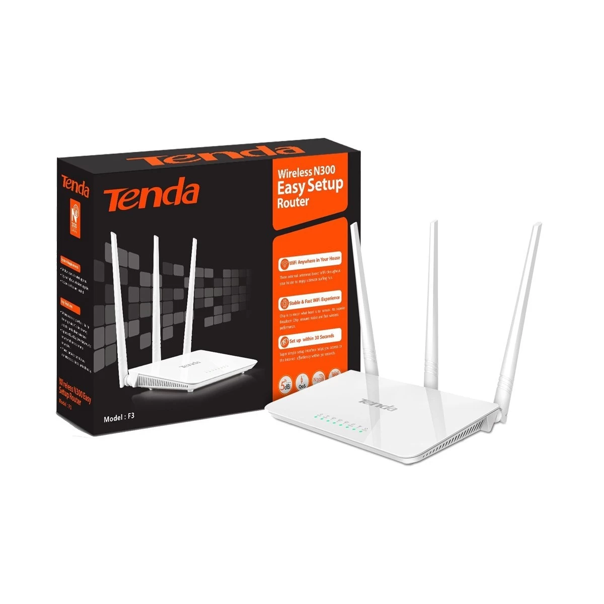 Tenda F3 300 Mbps Ethernet Single-Band Wi-Fi Router